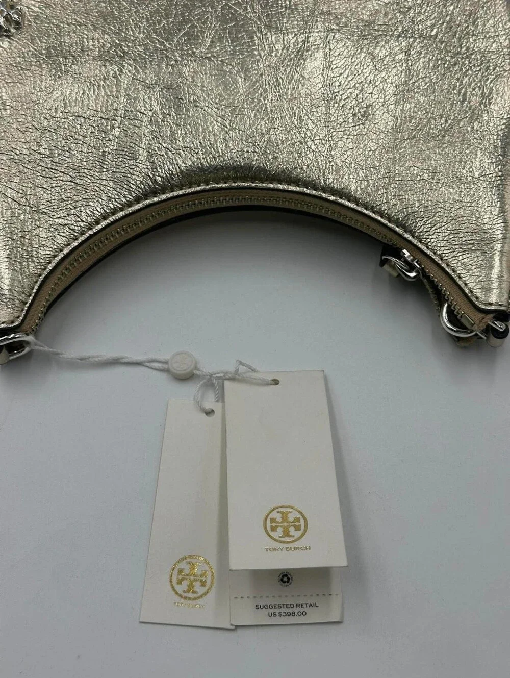 Tory Burch 151 Mercer Metallic Small Crescent Bag